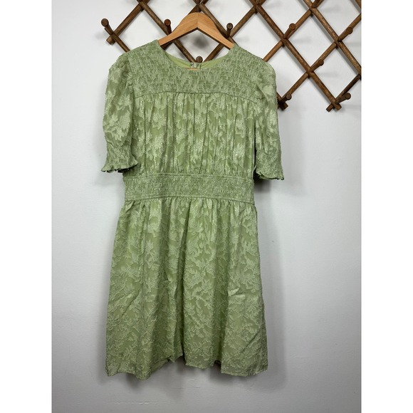 Adelyn Rae Jules Smocked Burnout Chiffon Minidress in Green Size XL - Picture 3 of 11